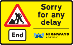 End of road works and any temporary restrictions including speed limits
