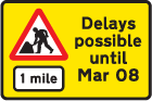 Road works one mile ahead road sign